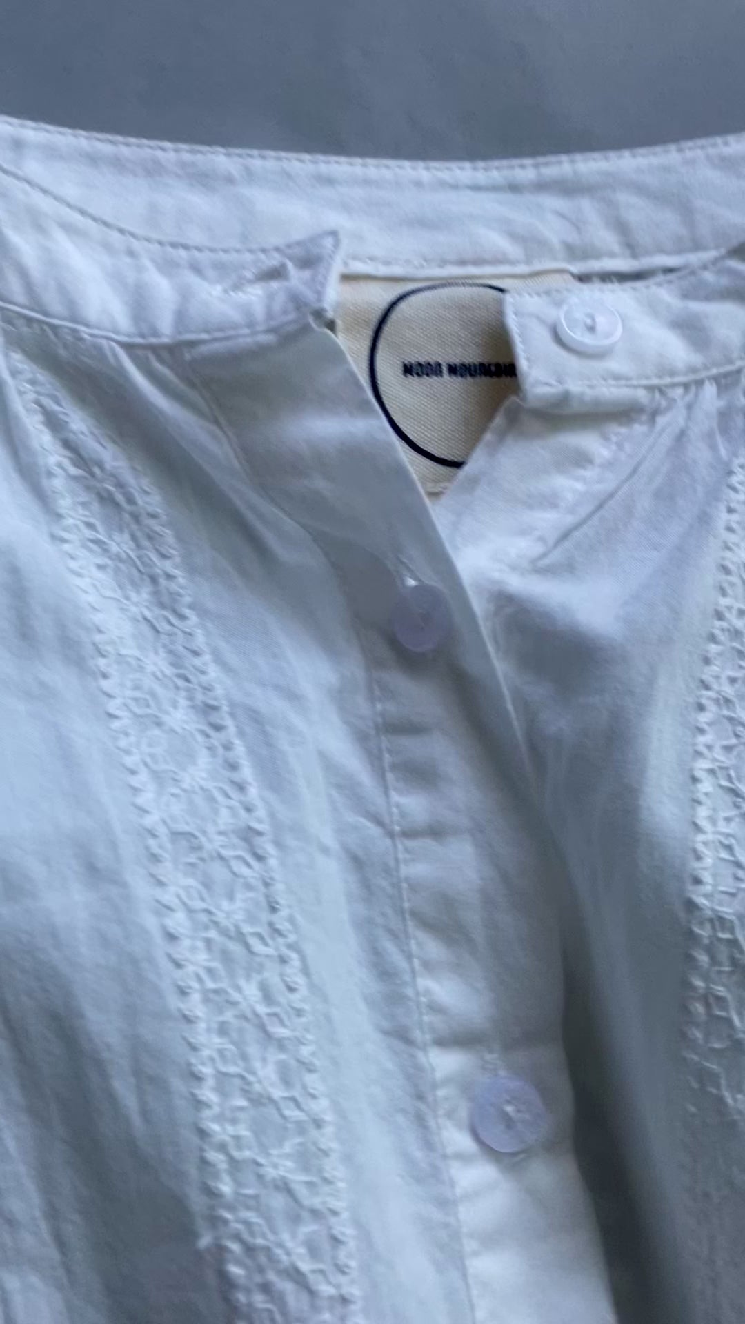 Embroidered Cotton Oversize Blouse in Pearl (White) color