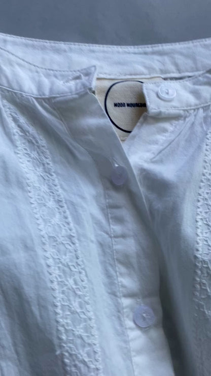 Embroidered Cotton Oversize Blouse in Pearl (White) color