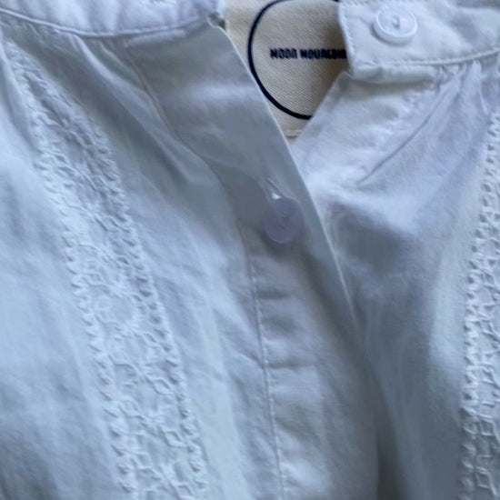 Embroidered Cotton Oversize Blouse in Pearl (White) color