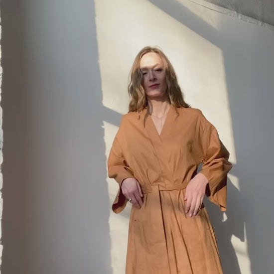 Cotton Robe in brown color