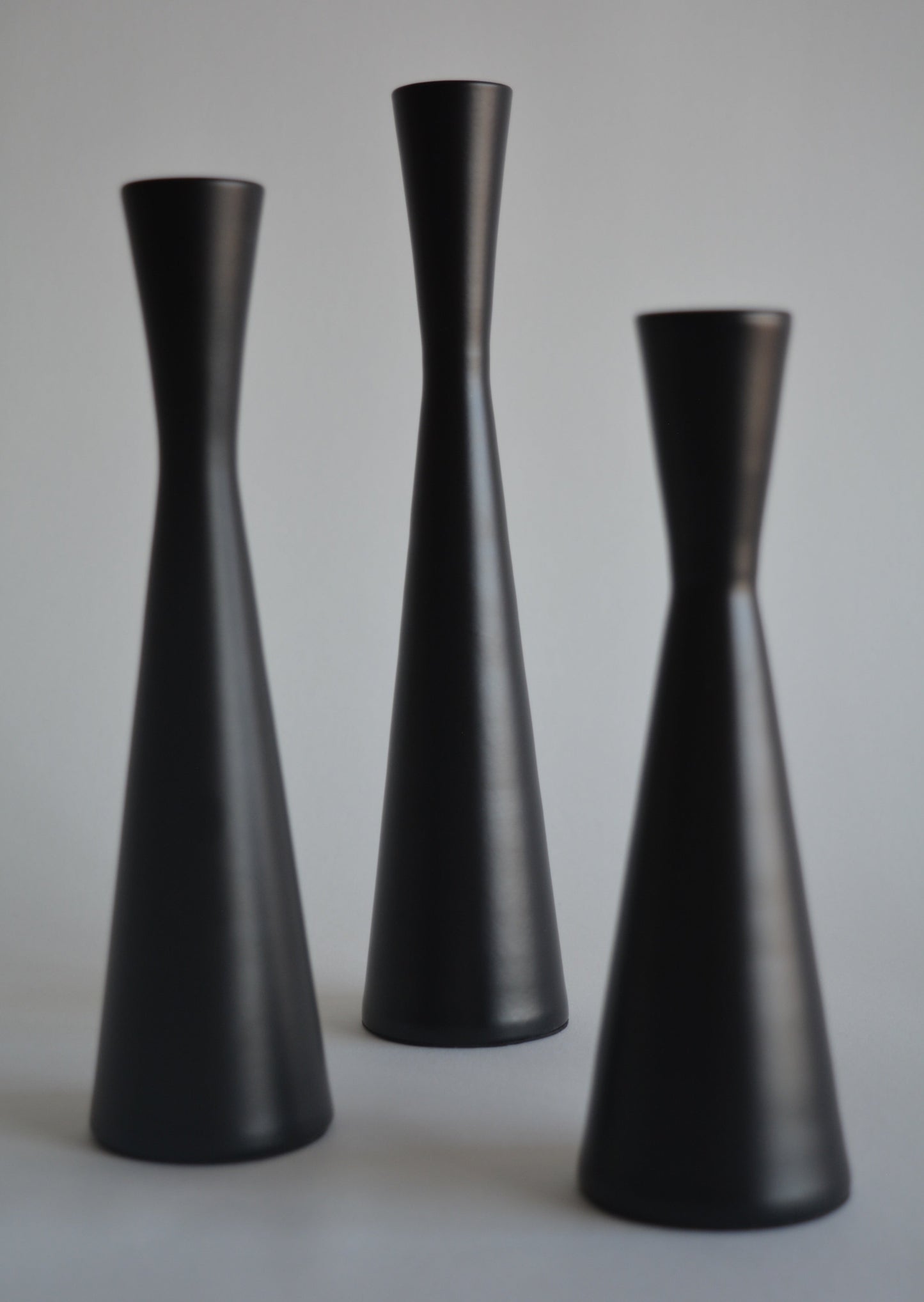 Metal Candlestick, set of 3, black