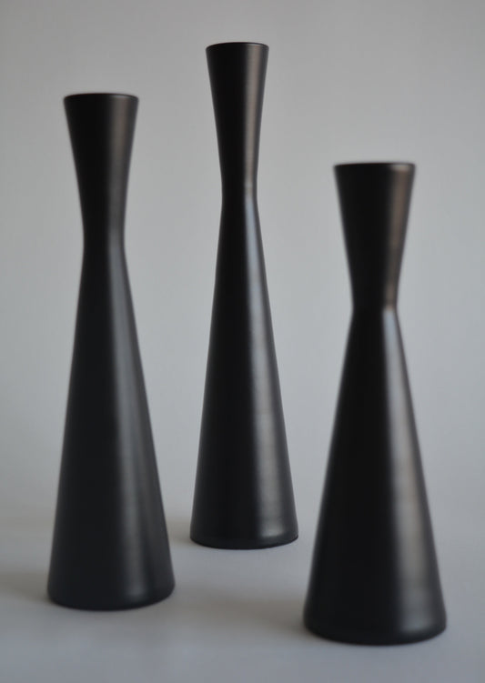 Metal Candlestick, set of 3, black