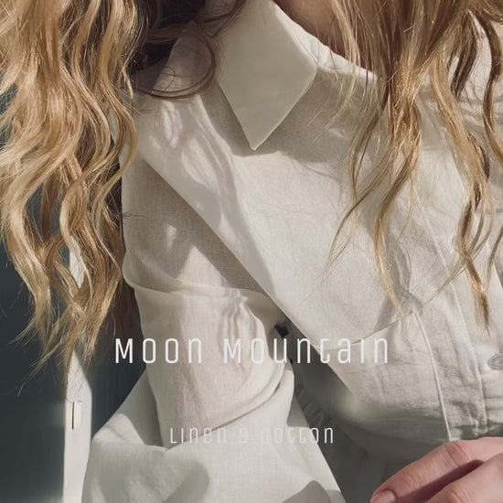 Two Piece Set - Cotton Blouse and Shorts in White color
