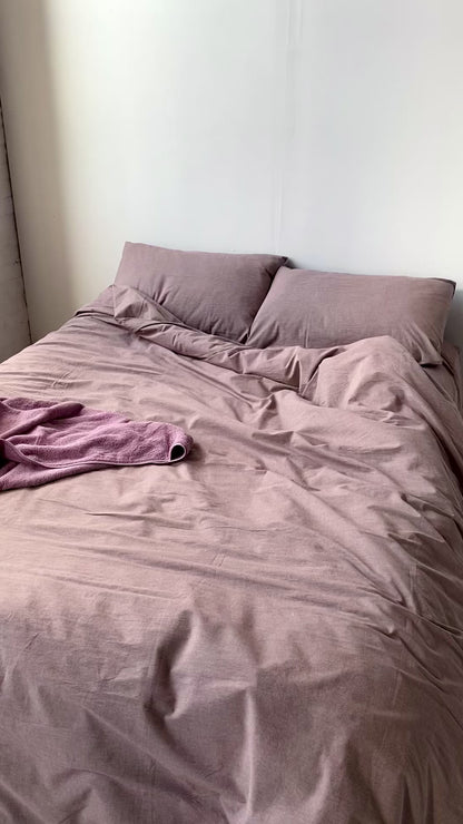 Full/Queen Cotton Duvet Cover Set in Smoky Quartz (Purple) color