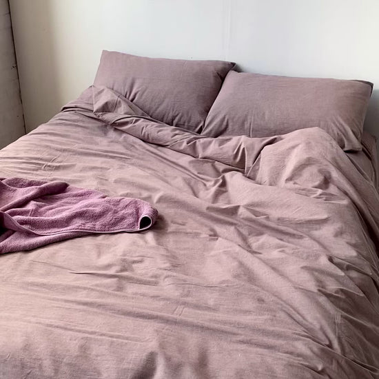 Full/Queen Cotton Duvet Cover Set in Smoky Quartz (Purple) color