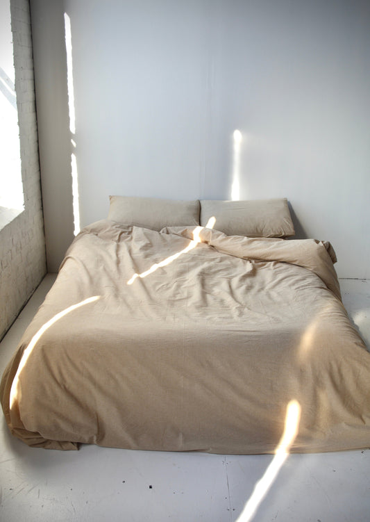 Full/Queen   Cotton Duvet cover Set in Sand Dune (Beige) color