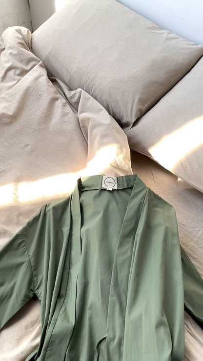 Cotton Robe in green color