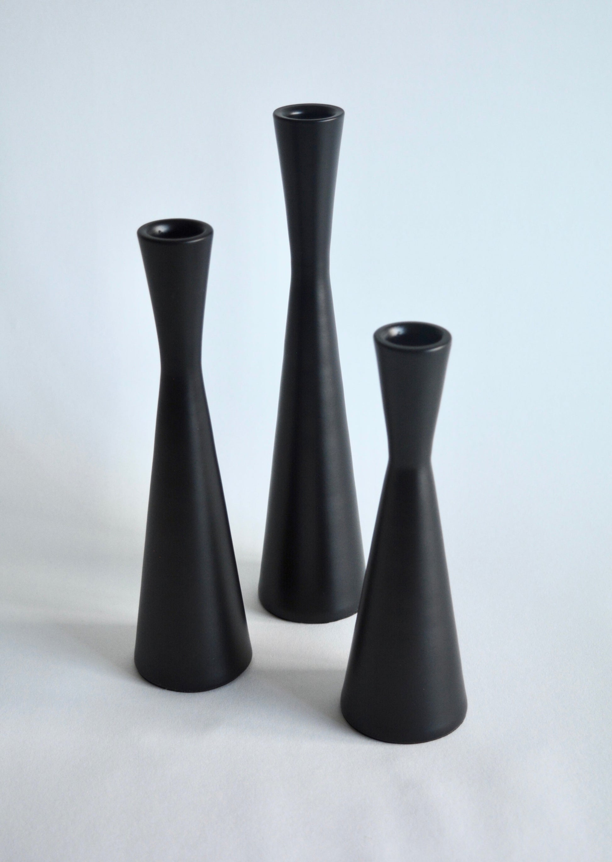 Metal Candlestick, set of 3, black