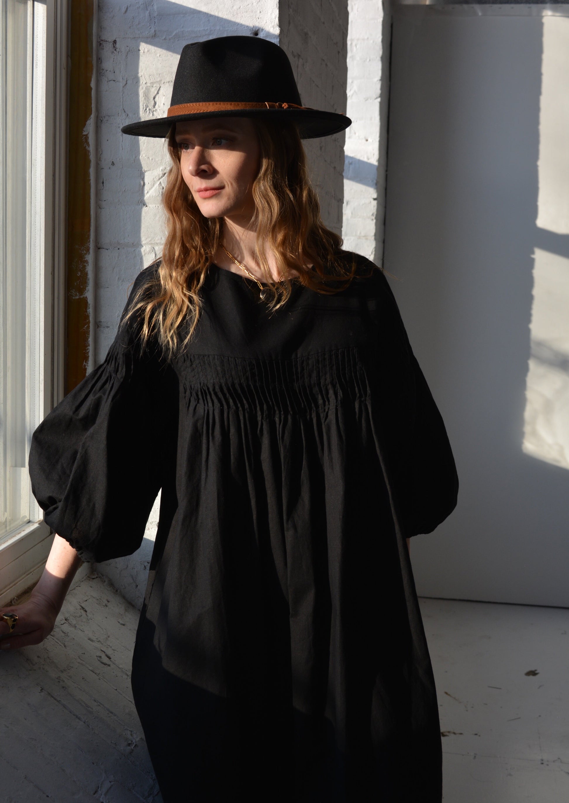 Oversize Dress Linen&Cotton in Matte Black