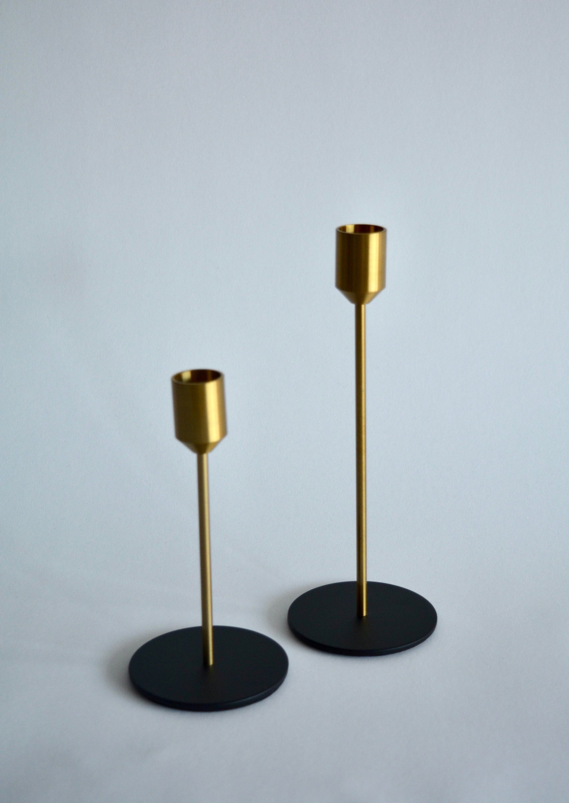 Metal Candlestick, set of 2, black&gold