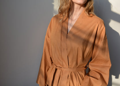 Cotton Robe in brown color
