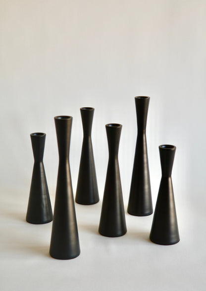 Metal Candlestick, set of 3, black
