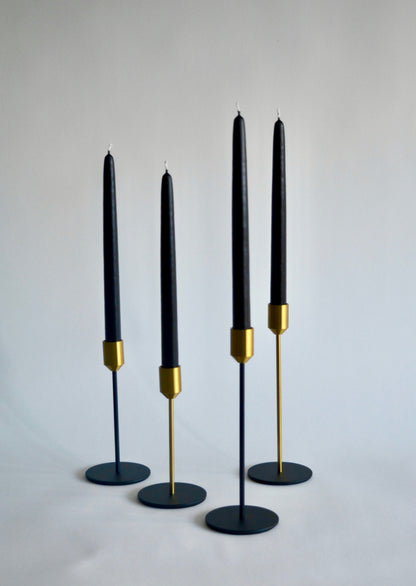 Metal Candlestick, set of 2, black&gold