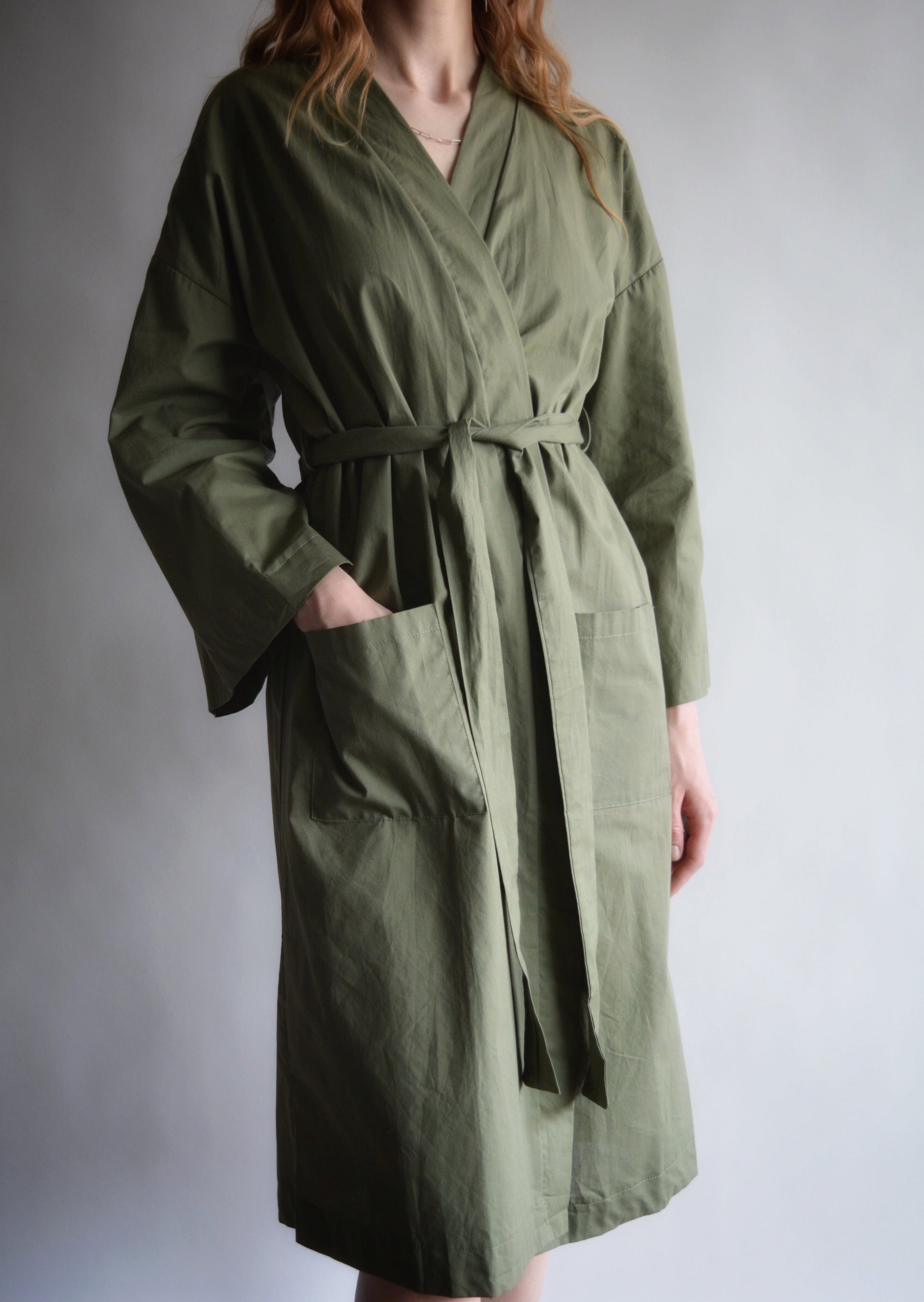 Cotton Robe in green color