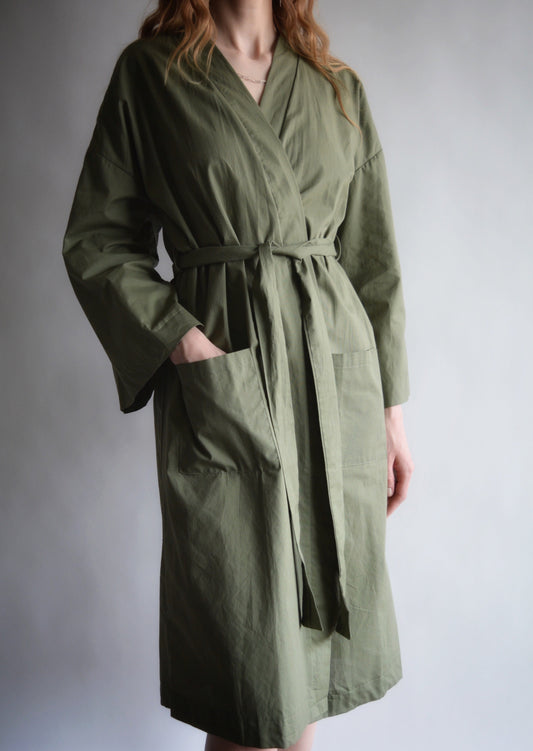 Cotton Robe in green color