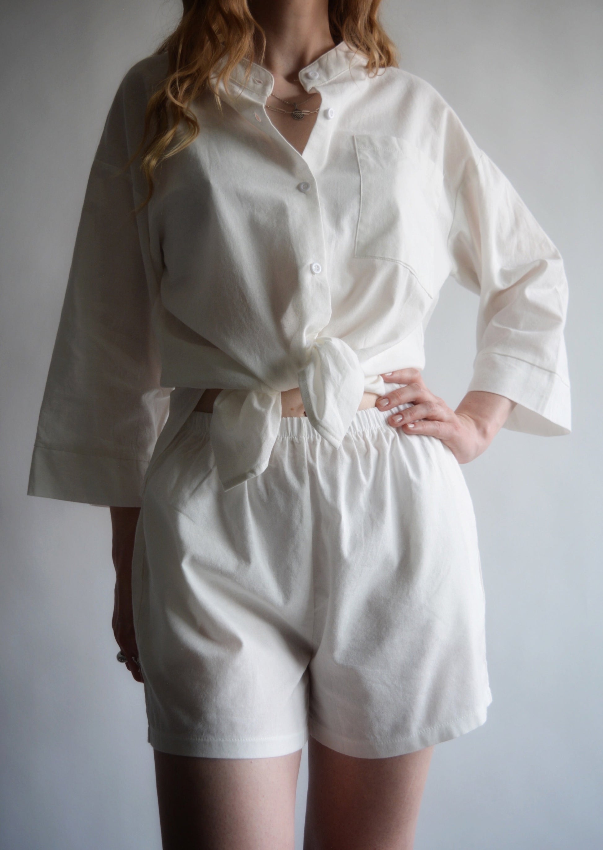 Cotton Shorts in Porcelain color