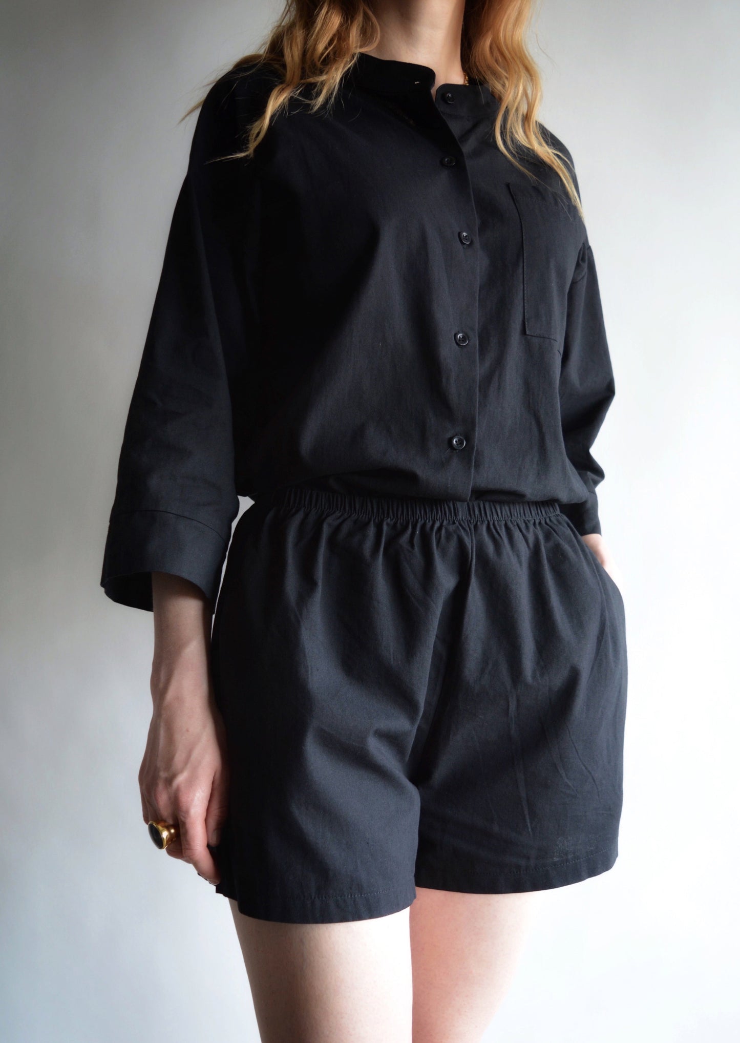 Cotton Shorts in Onyx color