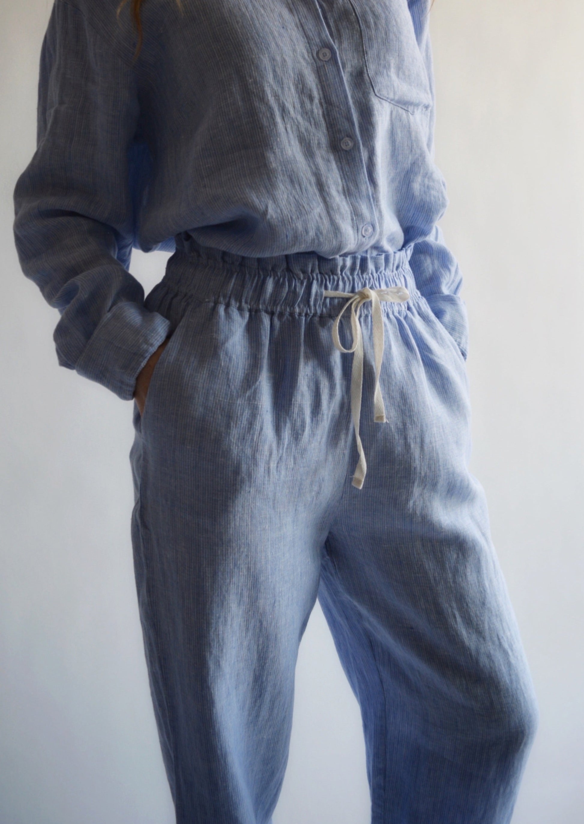 Linen Pants in Clear Sky color
