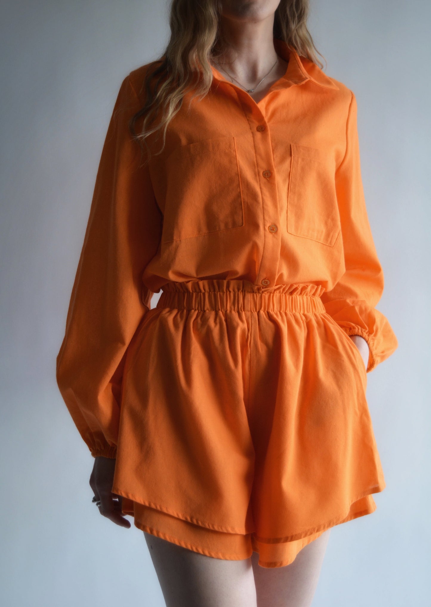 Cotton Shorts in Tangerine color