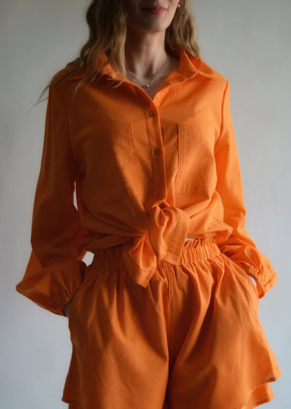 Cotton Blouse in Tangerine color