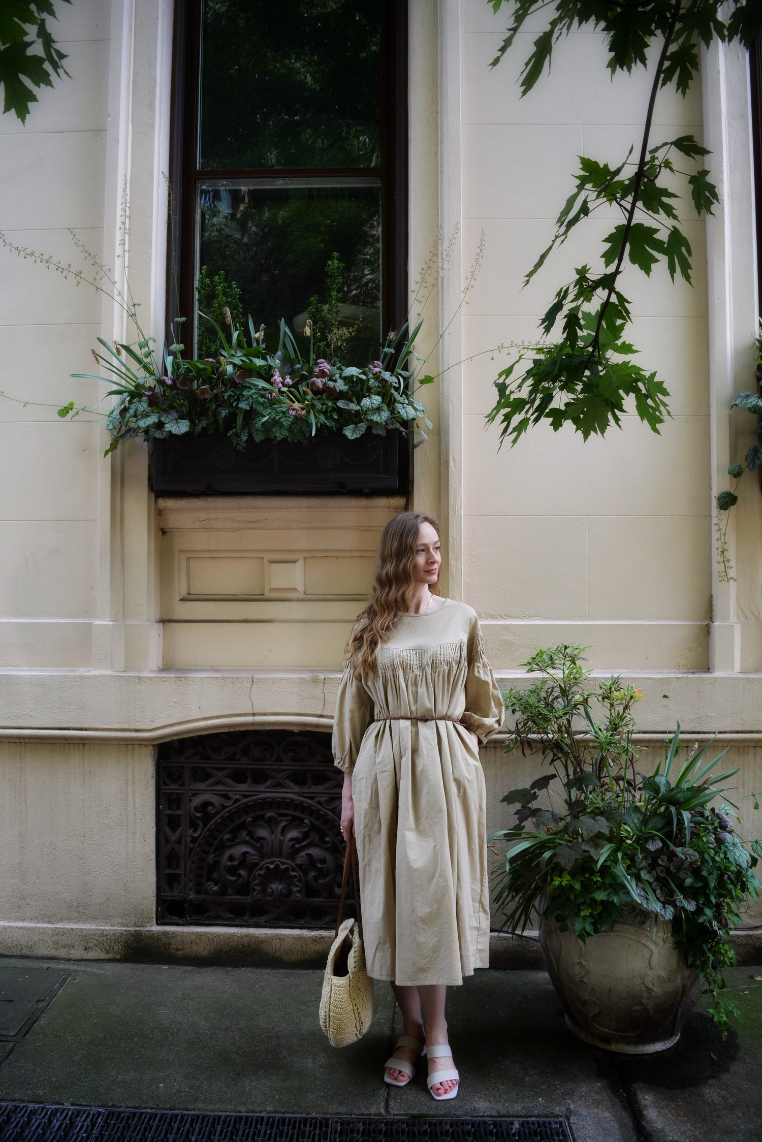 Oversized Dress Linen & Cotton in Matte Beige