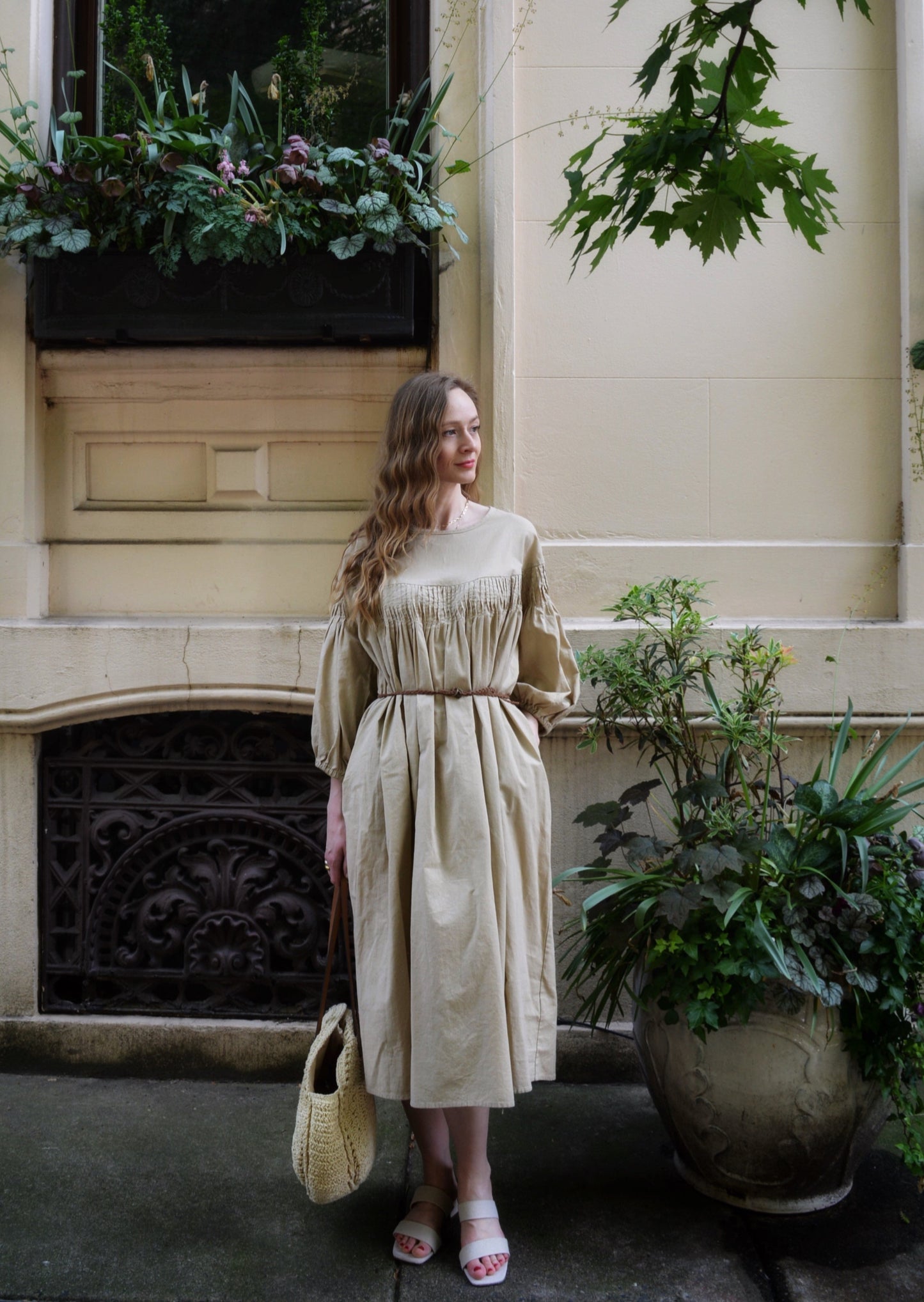 Oversize Dress Linen&Cotton in Matte Beige