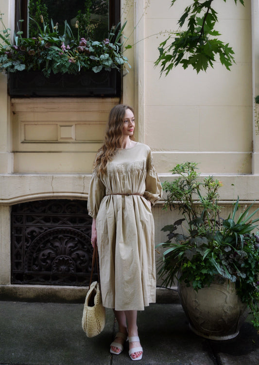 Oversize Dress Linen&Cotton in Matte Beige