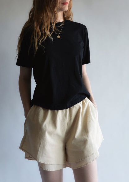 Cotton Shorts in Beige color