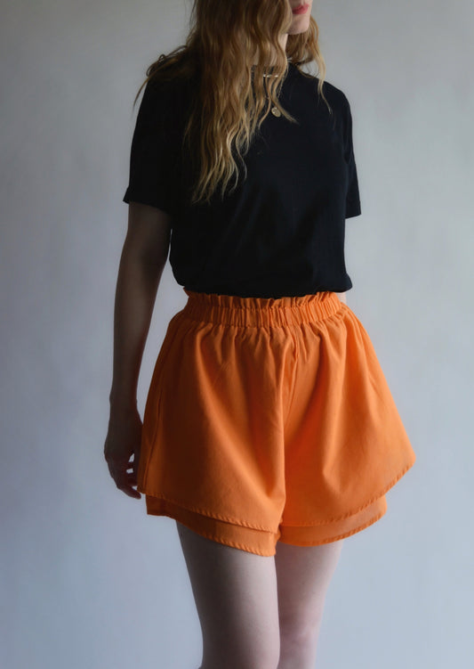 Cotton Shorts in Tangerine color