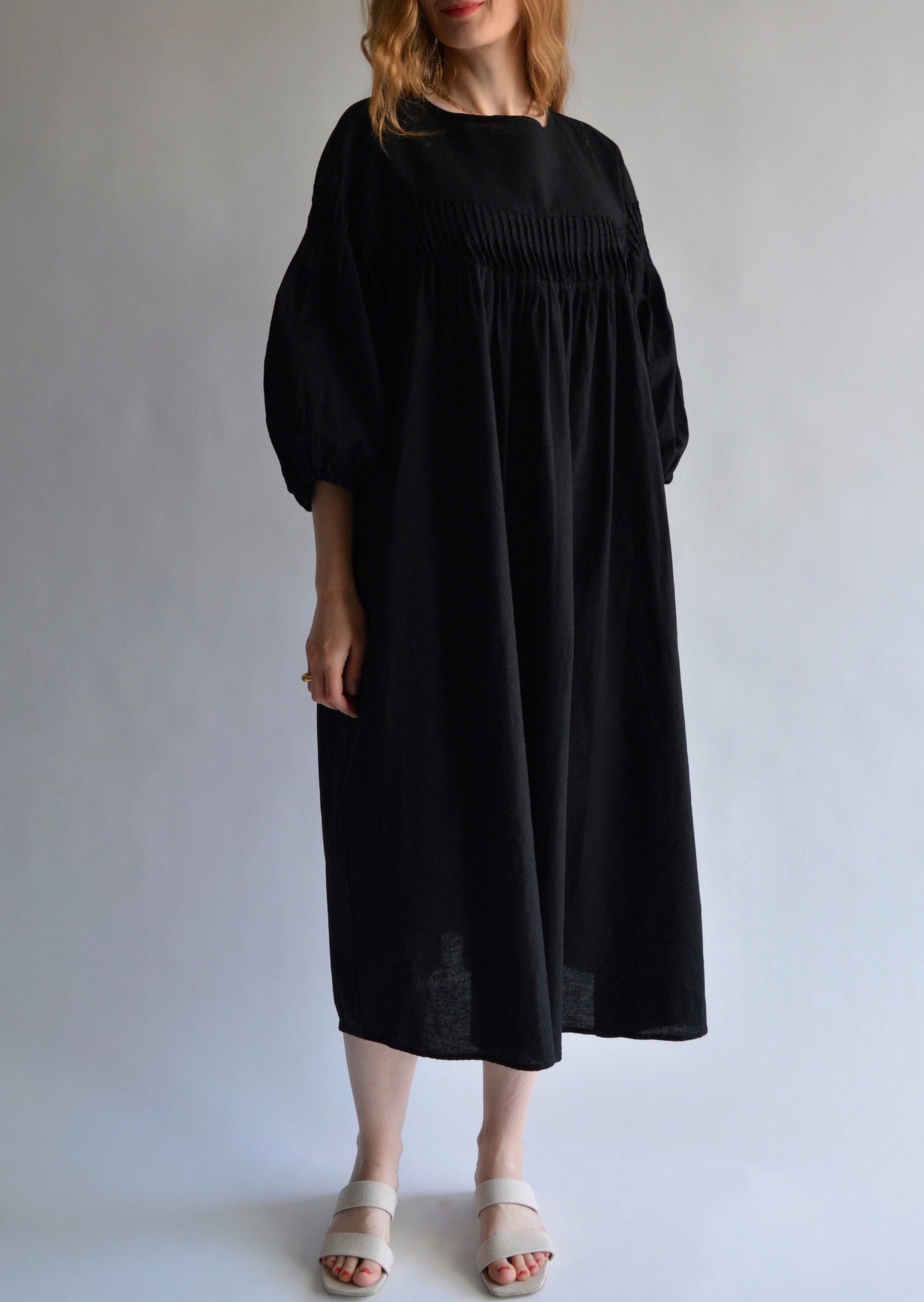 Oversize Dress Linen&Cotton in Matte Black