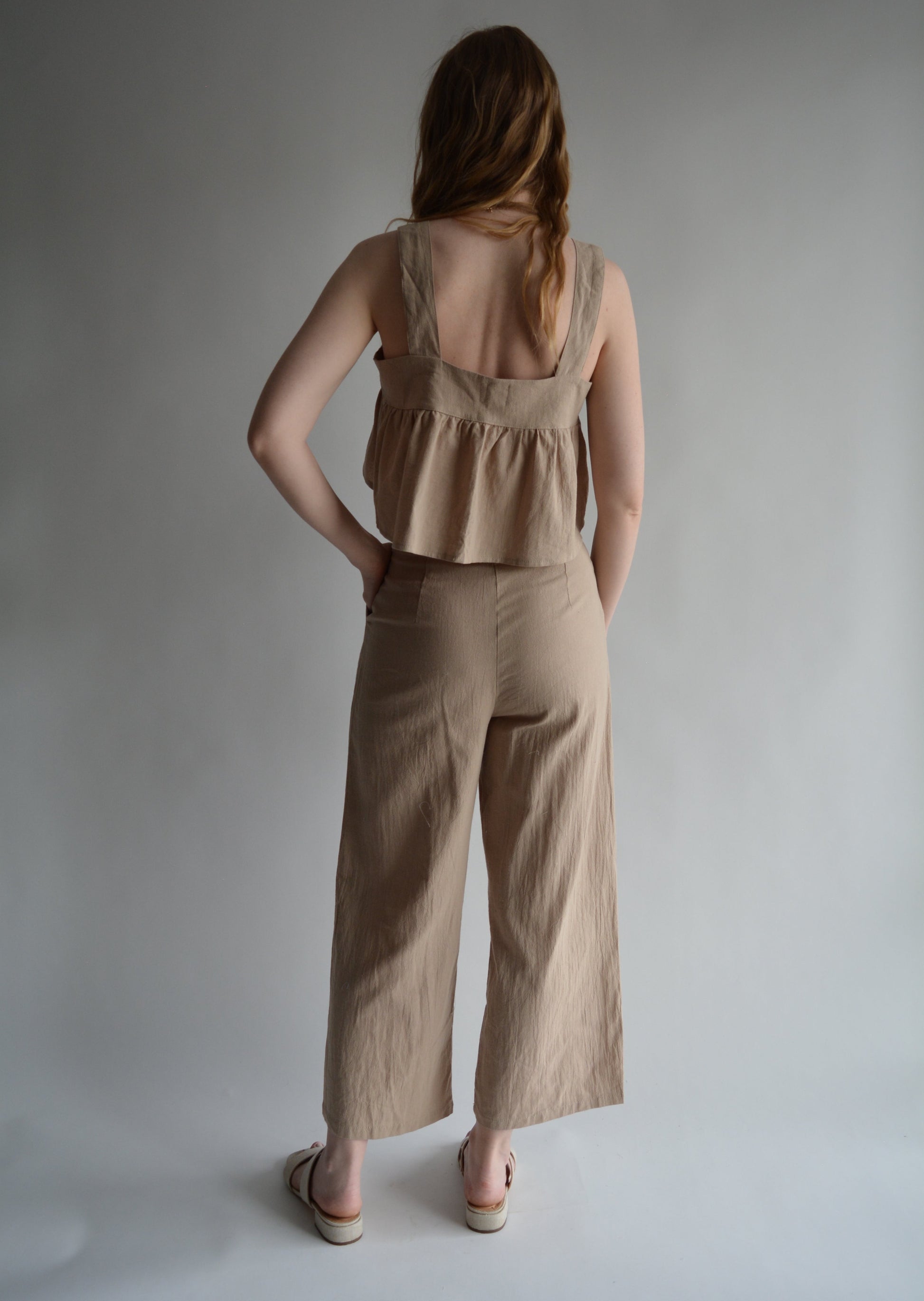 Two-Piece Set: Tank and Pants in Iced Latte (beige)color