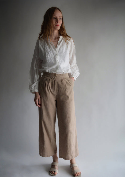 Embroidered Cotton Blouse in Pearl (White) color