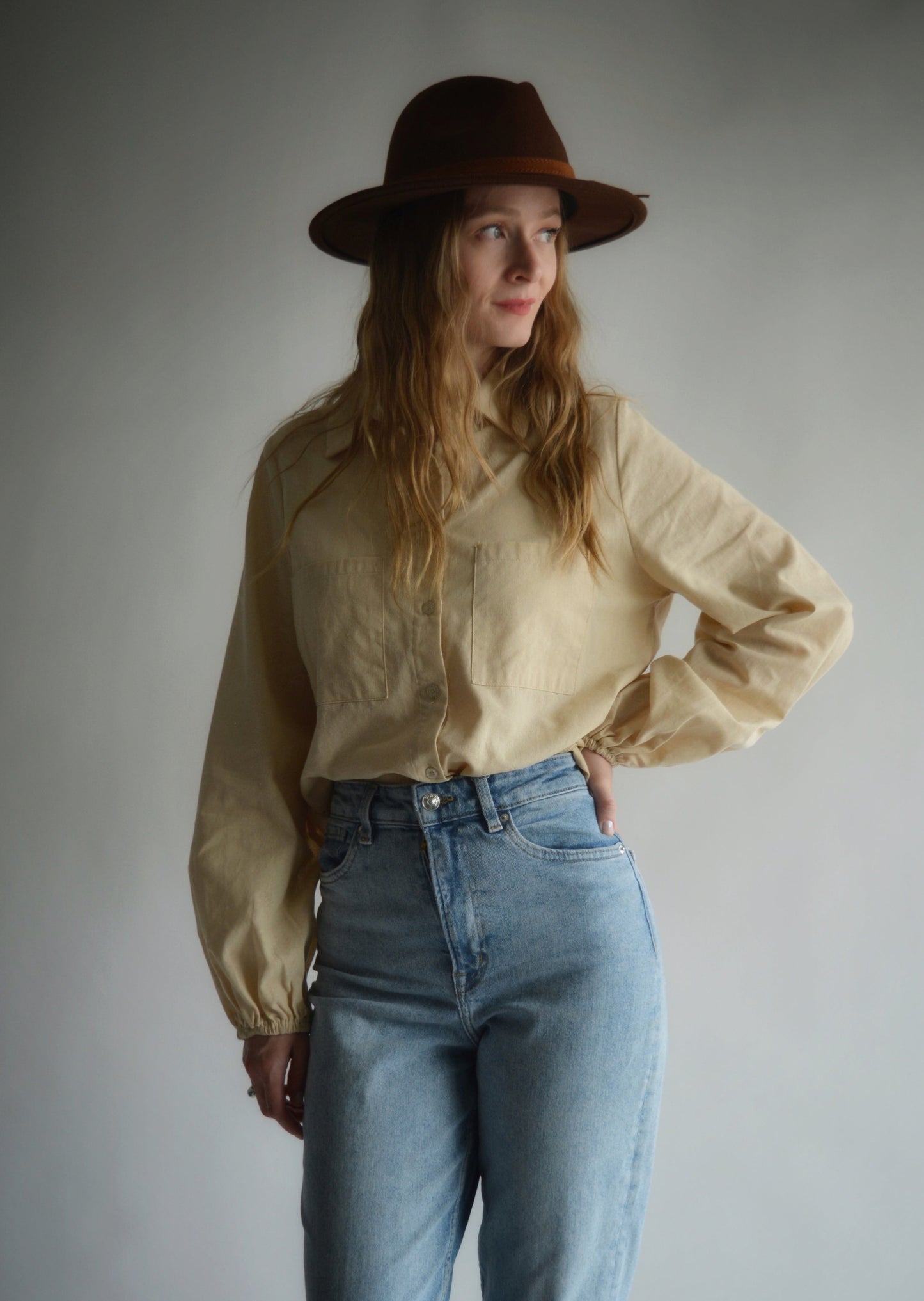 Cotton Blouse in Beige color