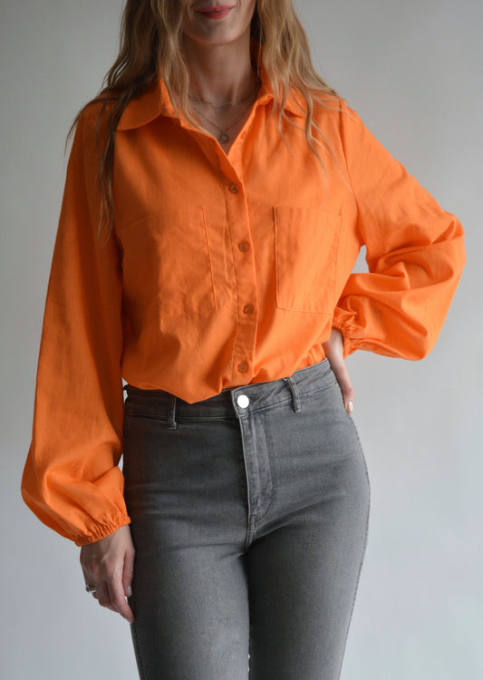 Cotton Blouse in Tangerine color