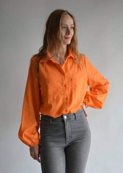 Cotton Blouse in Tangerine color
