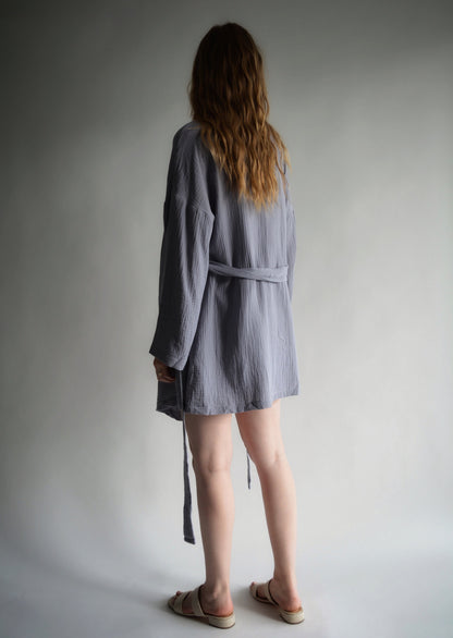 Cotton Muslin Robe in Smokey Amethyst color