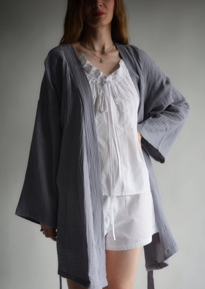 Cotton Muslin Robe in Smokey Amethyst color