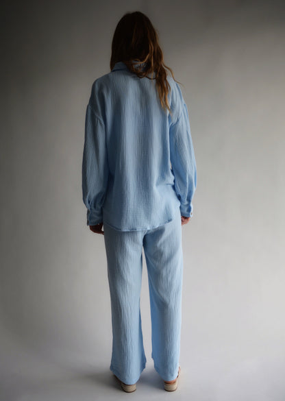 Cotton Muslin Top in Light Blue