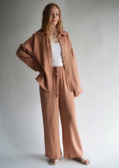 Muslin Pants in Blush Brown Color