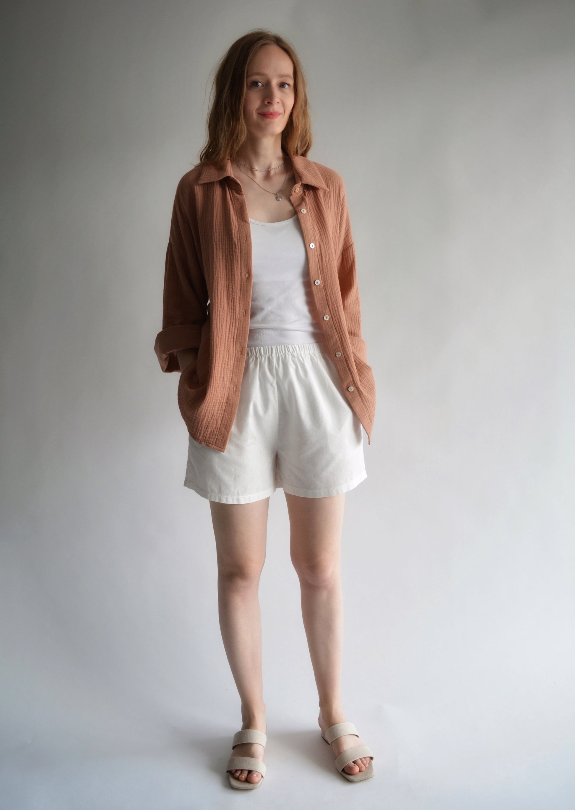 Cotton Muslin Shirt Blush Brown color