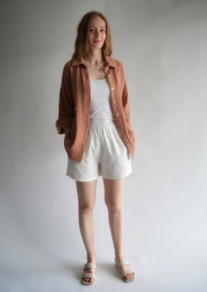 Cotton Muslin Shirt Blush Brown color