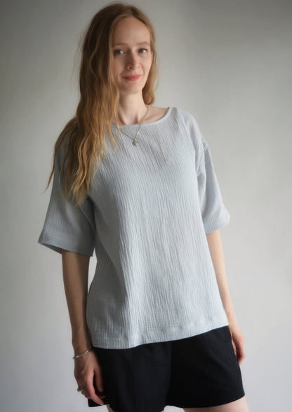 Cotton Muslin T-Shirt in Silvery Dawn