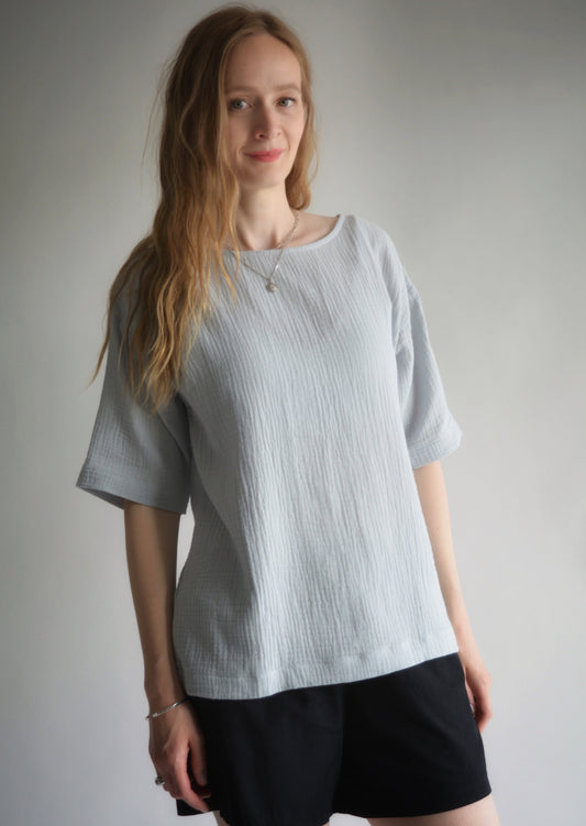 Cotton Muslin T-Shirt in Silvery Dawn