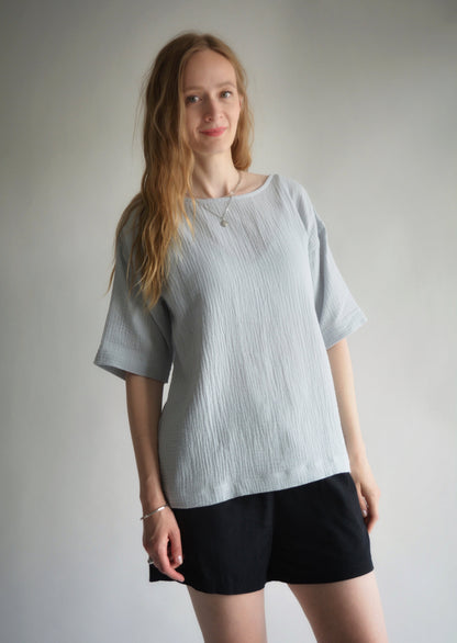 Cotton Muslin T-Shirt in Silvery Dawn
