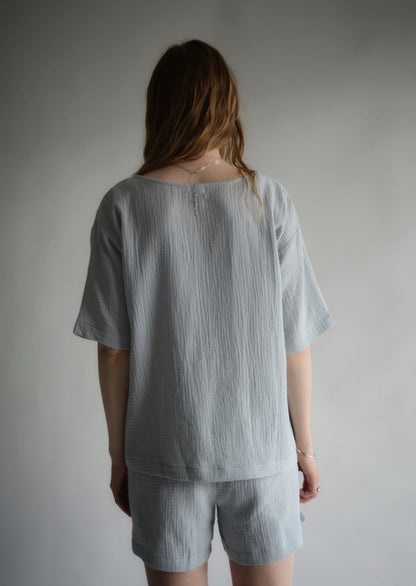 Cotton Muslin T-Shirt in Silvery Dawn