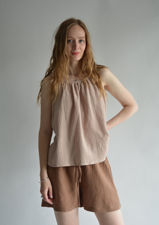 Cotton Tank in Sandy Beige color