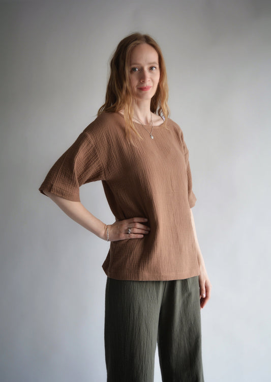 Cotton T-Shirt in Chestnut Elegance (Brown) color