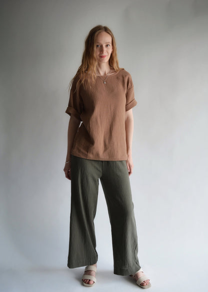 Cotton T-Shirt in Chestnut Elegance (Brown) color