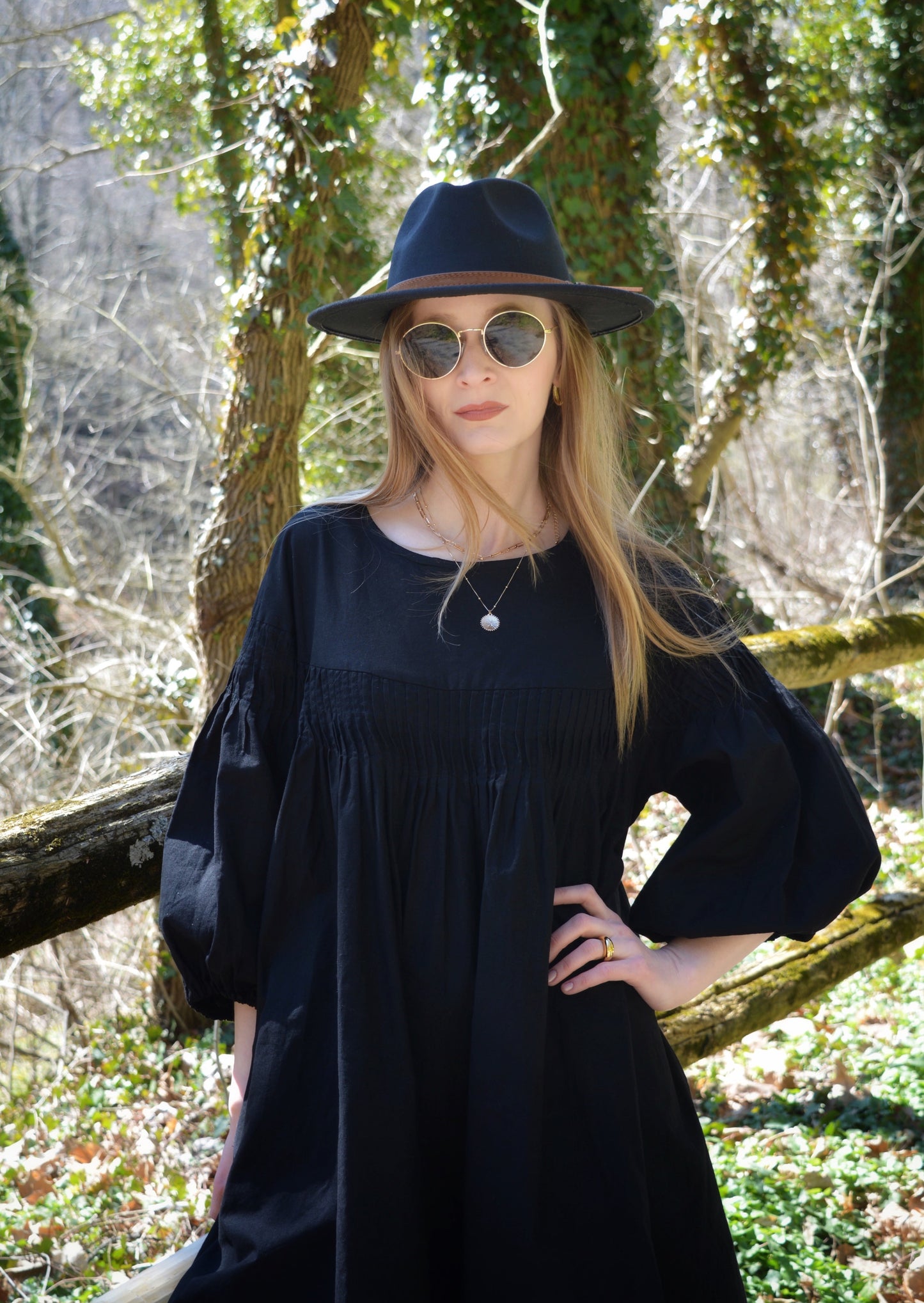 Oversize Dress Linen&Cotton in Matte Black