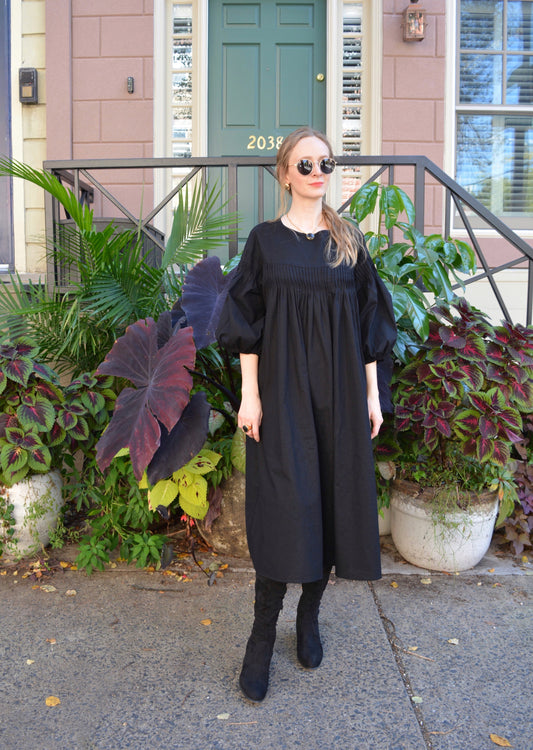 Oversize Dress Linen&Cotton in Matte Black